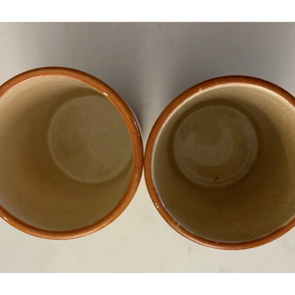 Vintage Cottagecore Ceramic Juice Cups Pair Hand Painted Made In Japan